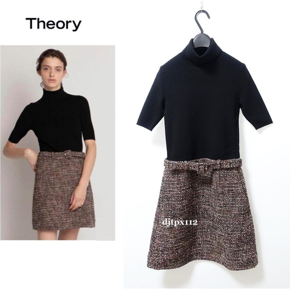 新品同様*Theory*2022*ツイードコンビ タートルワンピース*サイズP