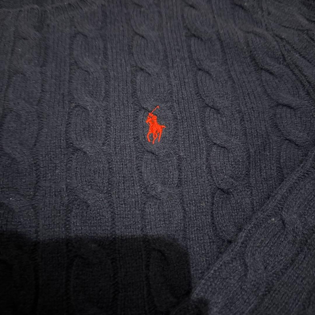 POLO RALPH LAURENカシミヤ混ケーブルニット ネイビー 1回着用