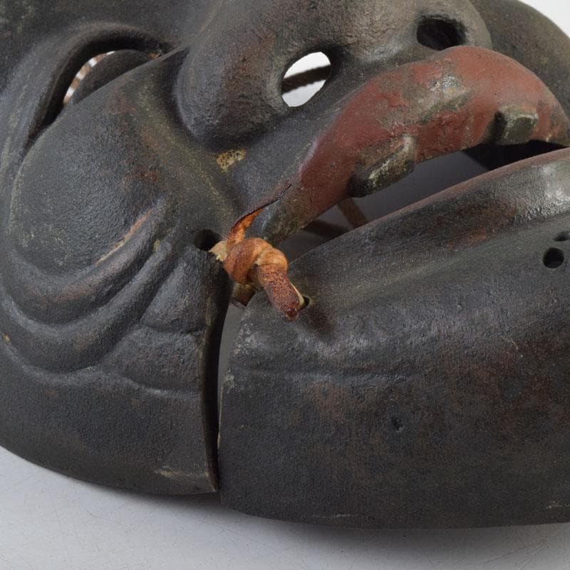 能面　能楽　雅楽　宗三郎作　銅製　翁　お面　共箱　N　9017