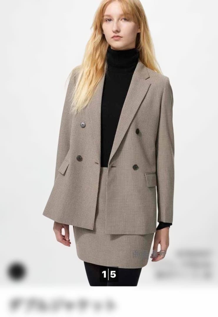 新品未使用タグ付き　ユニクロ　UNIQLO　ダブルブレスト チェック柄ジャケット