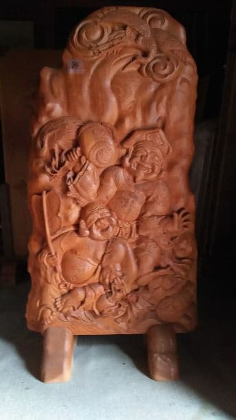 大黒様と恵比寿様 欅衝立