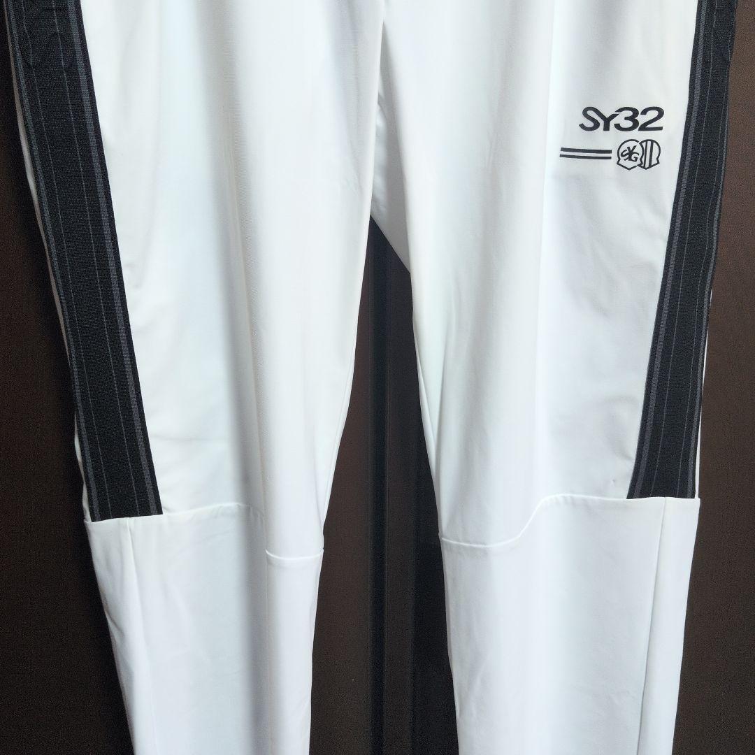 SY32:メンズ:Lサイズ:カルビコ スリム サイドラインパンツ:白/黒ライン