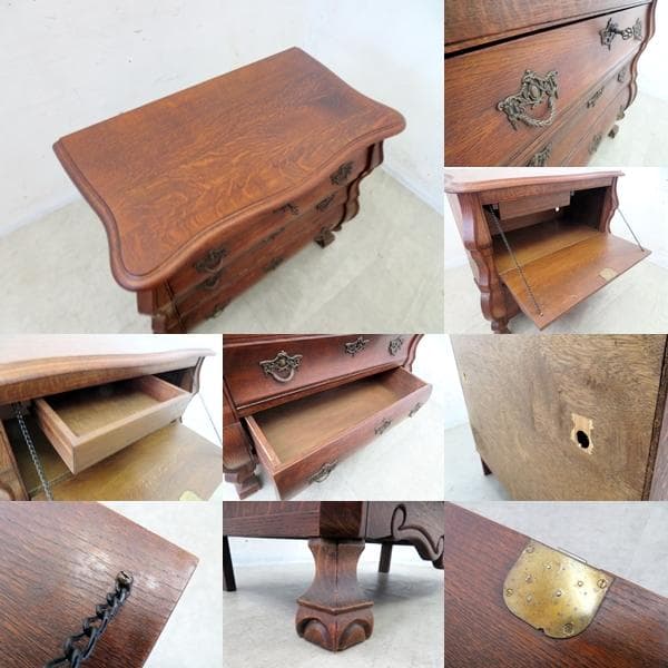 美品■フランスアンティーク■オーク材■フラップ扉■コモード/チェスト■獣脚■