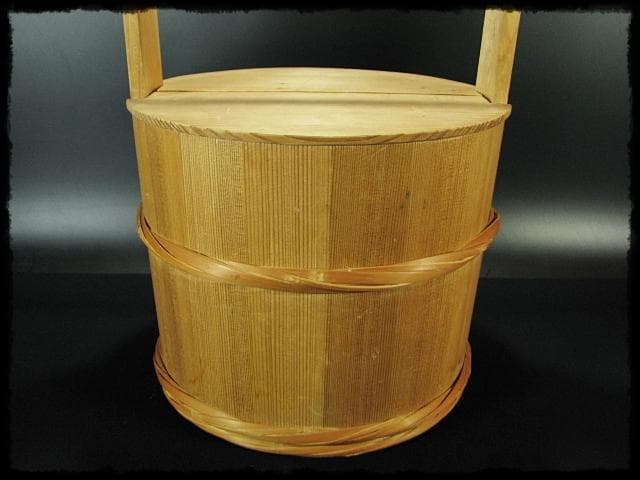 露地道具 水張桶 大型 手桶 水桶 通桶 つくばい 木地 茶道具 f319