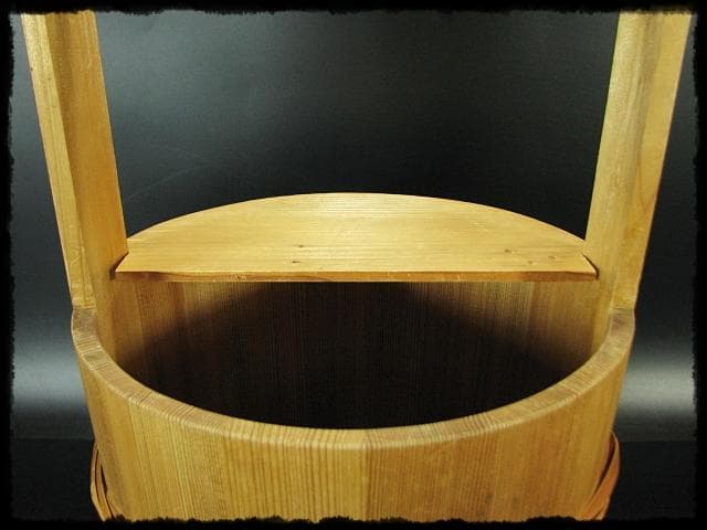 露地道具 水張桶 大型 手桶 水桶 通桶 つくばい 木地 茶道具 f319