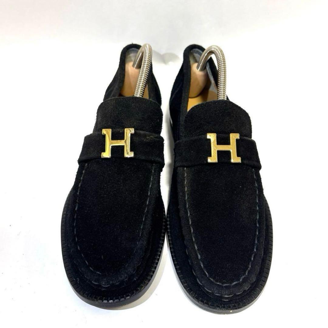 ✨人気✨　エルメス　HERMES モカシン　スウェード　ブラック　23.5cm