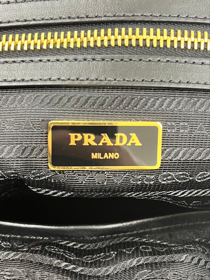 【美品】PRADA 黒 ナイロン レザー ハンドバッグ 2WAYショルダー付