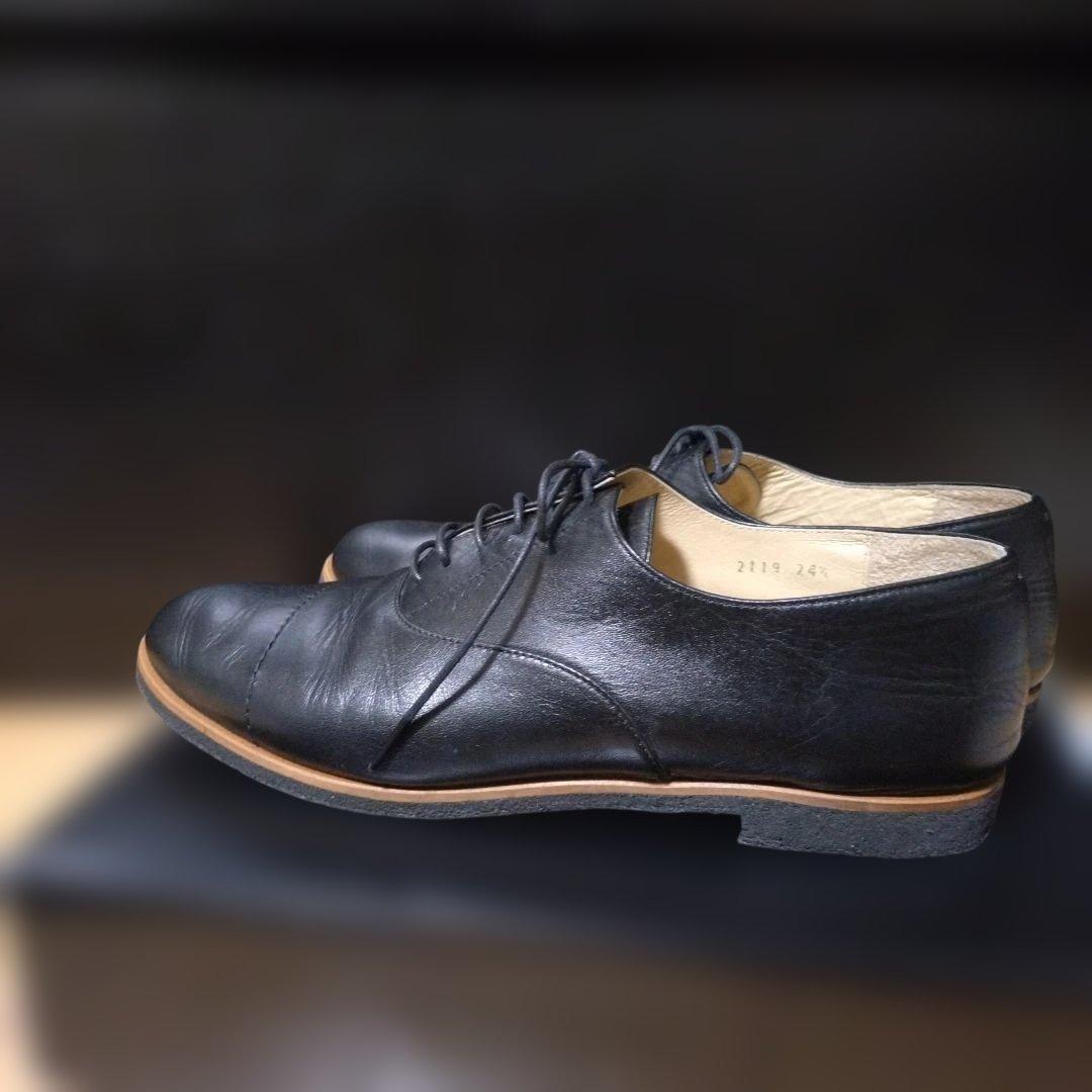 MARGARET HOWELL idea 黒革靴 オックスフォード レースアップ