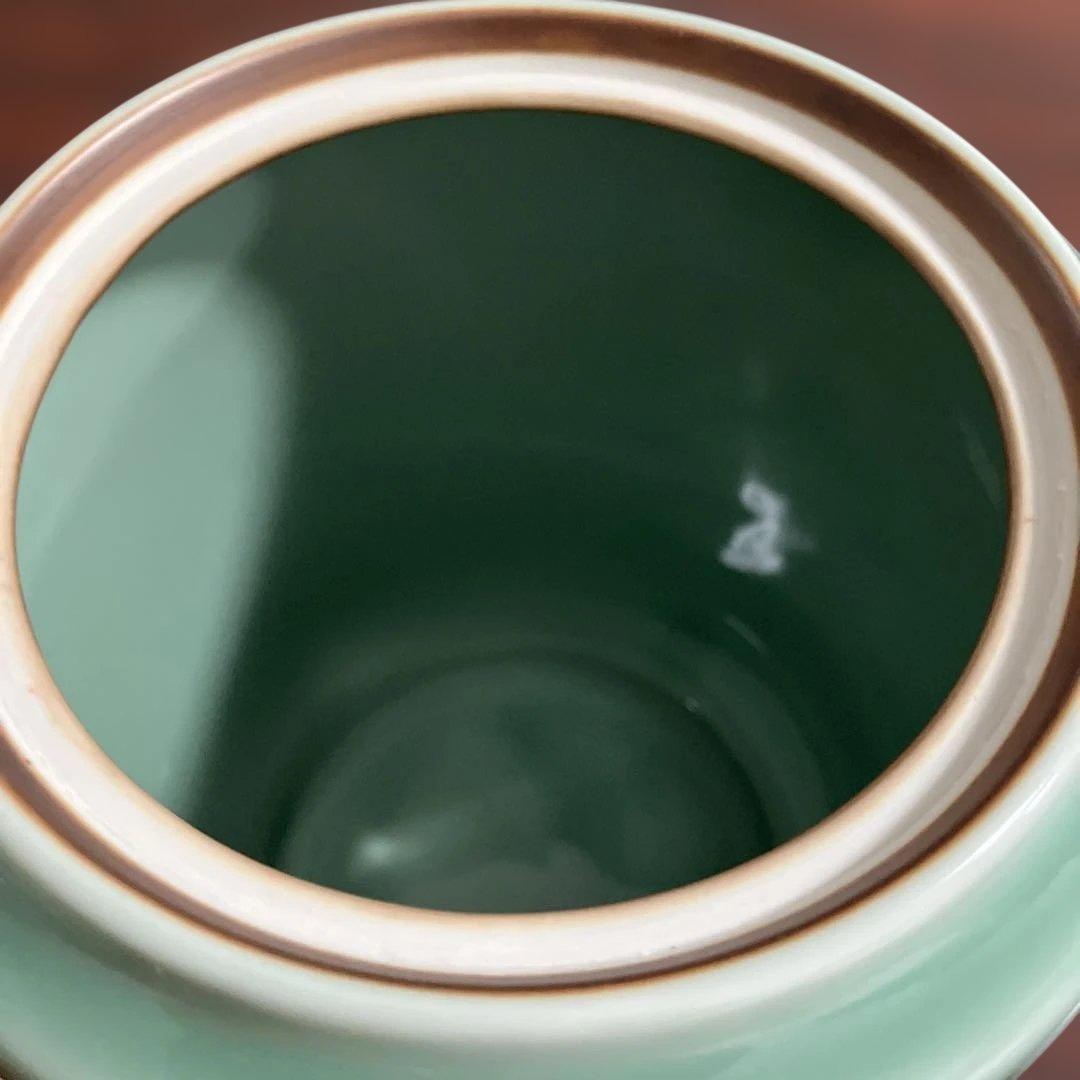 (1-135)青磁 飛青磁 陶器 茶道具セット風炉用柄杓付き