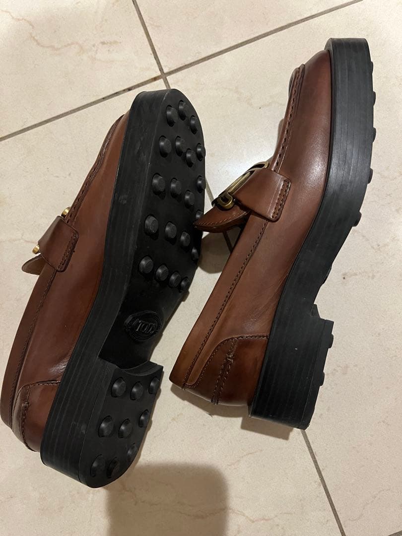 トッズ　ローファー　36.5（23.5）ブラウンレザー厚底ゴールド金具