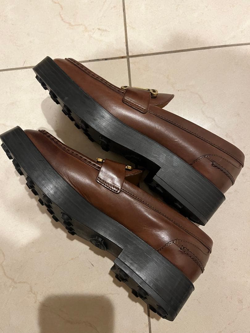 トッズ　ローファー　36.5（23.5）ブラウンレザー厚底ゴールド金具