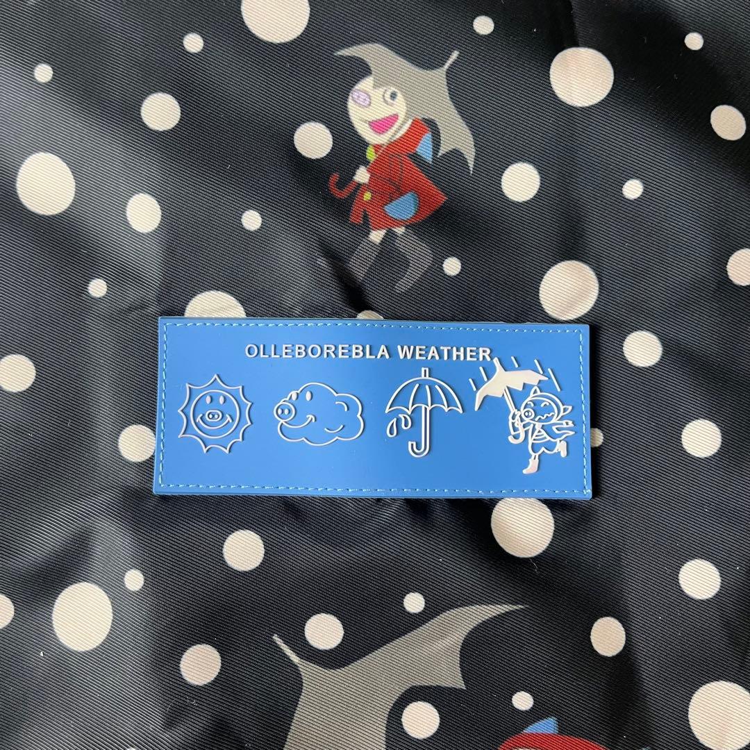美品✨アルベロベロ　レインコート　ブラック　ぶたさん　総柄　刺繍