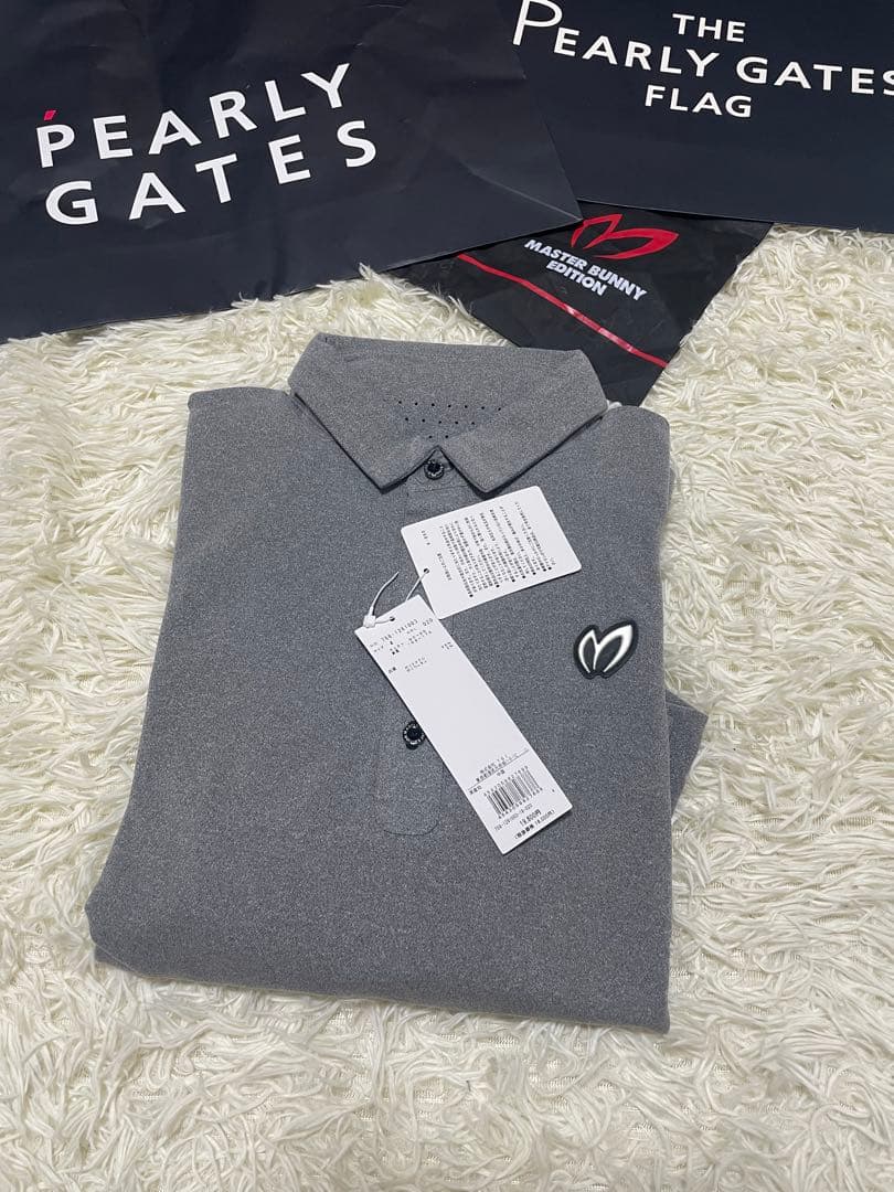 マスターバニーメンズ 長袖 ポロシャツ ワンポイントロゴサイズ4