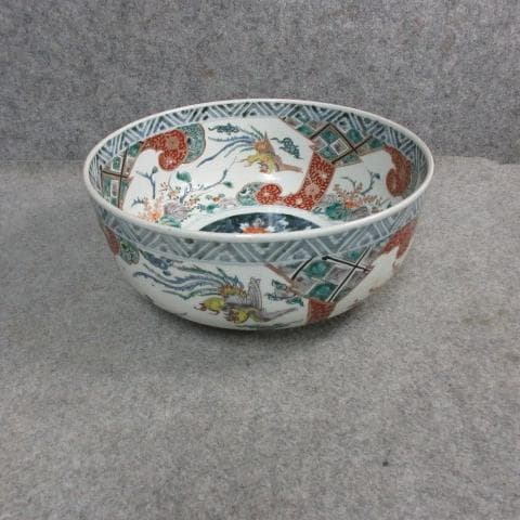 伊万里焼色絵鳳凰図深鉢 [B24697]