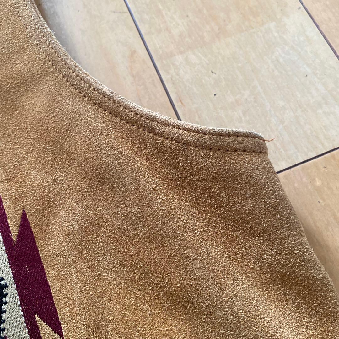 ネイティブ柄 チマヨ レザーベスト M スエード 牛革 90s ヴィンテージ