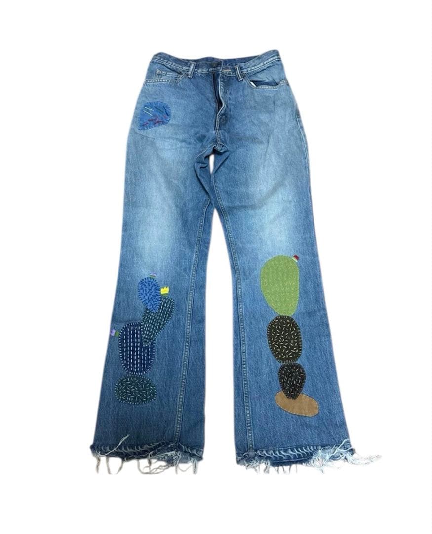 KAPITAL カクタス刺繍 デニムフレアパンツ