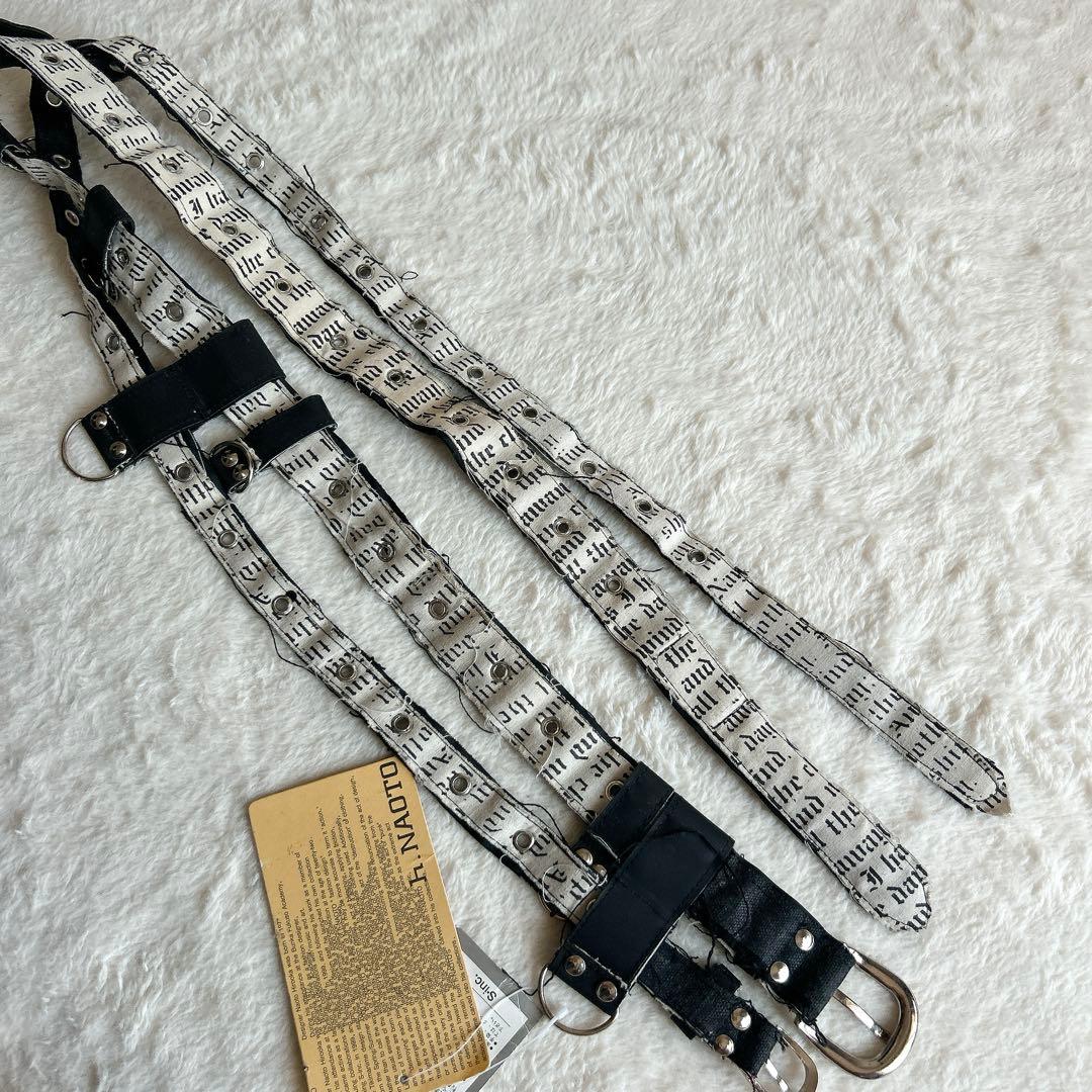 希少 タグ付き h.NAOTO y2k 英字プリント ウエストベルトPUNK