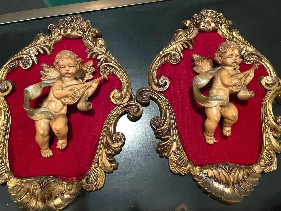 11枚セット　天使のフレーム　イタリア　ディポセ　3D立体的天使　ヴィンテージ