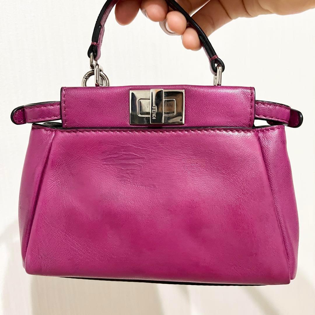 フェンディ　マイクロピーカブー 2wayハンドバッグ ショルダー　ピンク