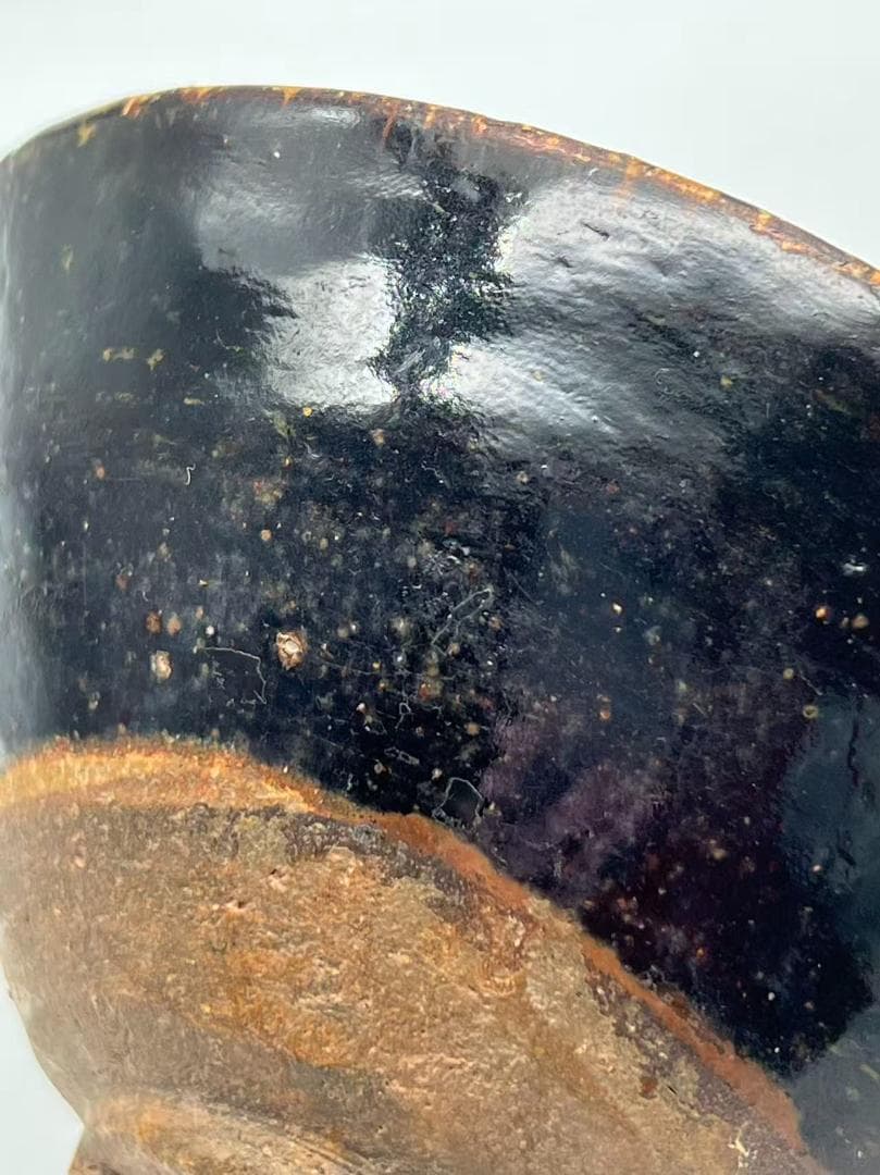 宋時代　黑釉天目梅花文茶碗　木の葉　福清窯茶盞 吉州窯 唐物(A-93)