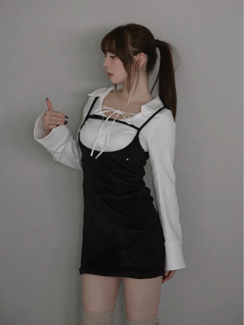 ワンピース ANDMARY Betty velour mini dress black