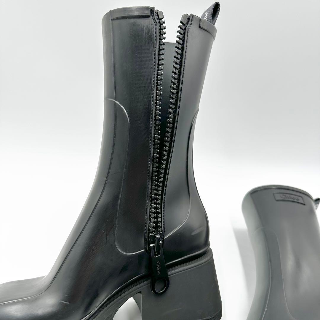 Chloe BETTY レインブーツ サイドジップ ラバーソール 黒 35