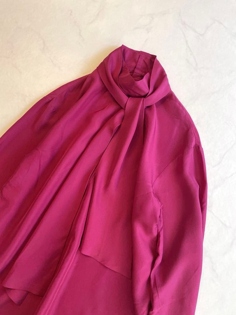 洗える♪ICB シルク100% ボウタイブラウス 長袖 美品 2way