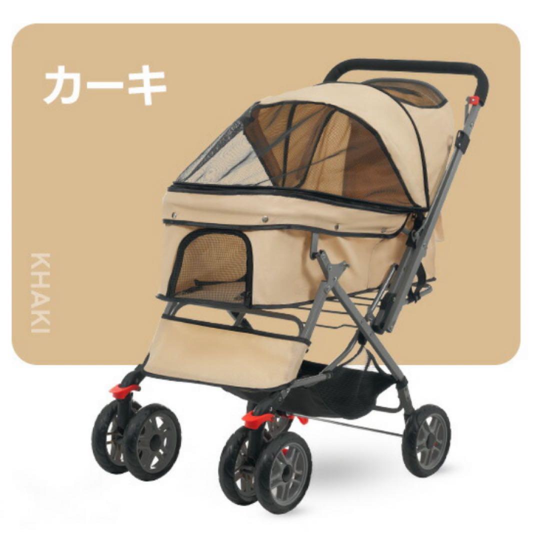 新品　ペットカート　ドッグカート　ペット用品　犬用品　4輪　カーキ