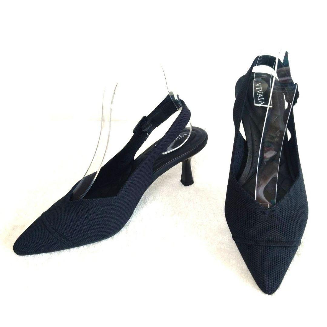 人気・ほぼ新品！VIVAIA 黒 スリングバック ポインテッドトゥ サンダル