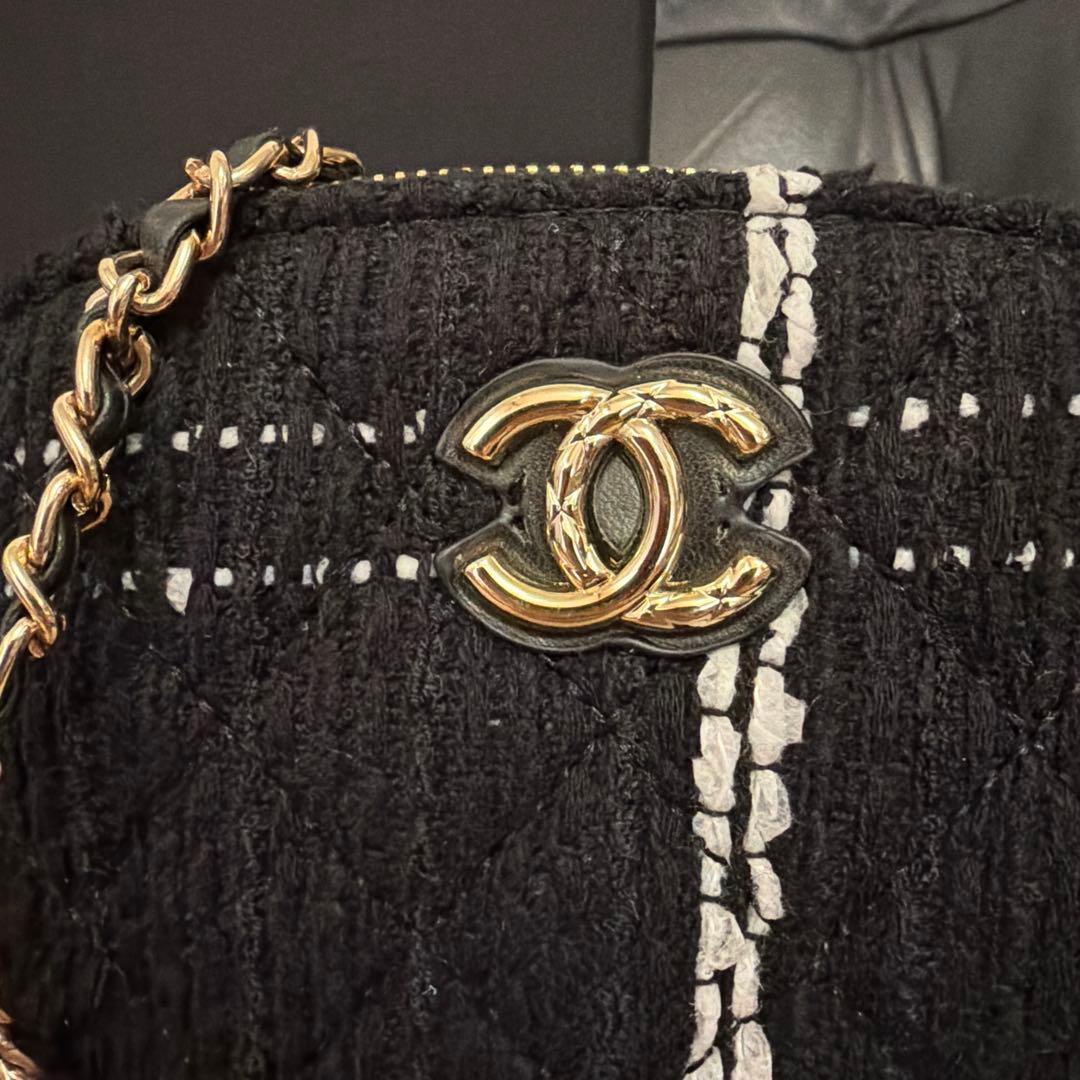 CHANEL ストライプショルダーバッグ　シャネル　ツイード　ノベルティ