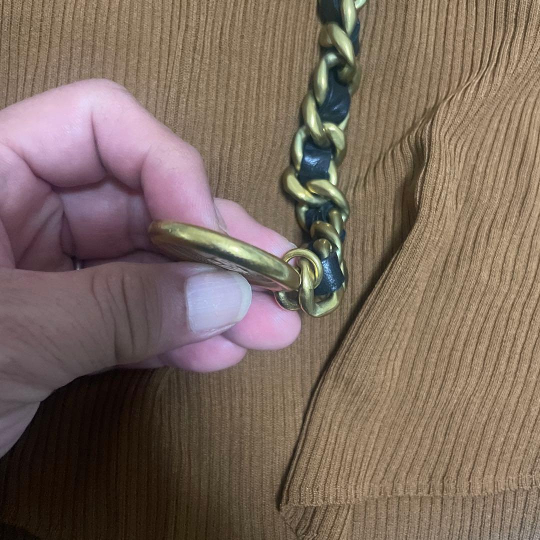 CHANEL チェーンベルト　ゴールド×ブラック革　  ヴィンテージ