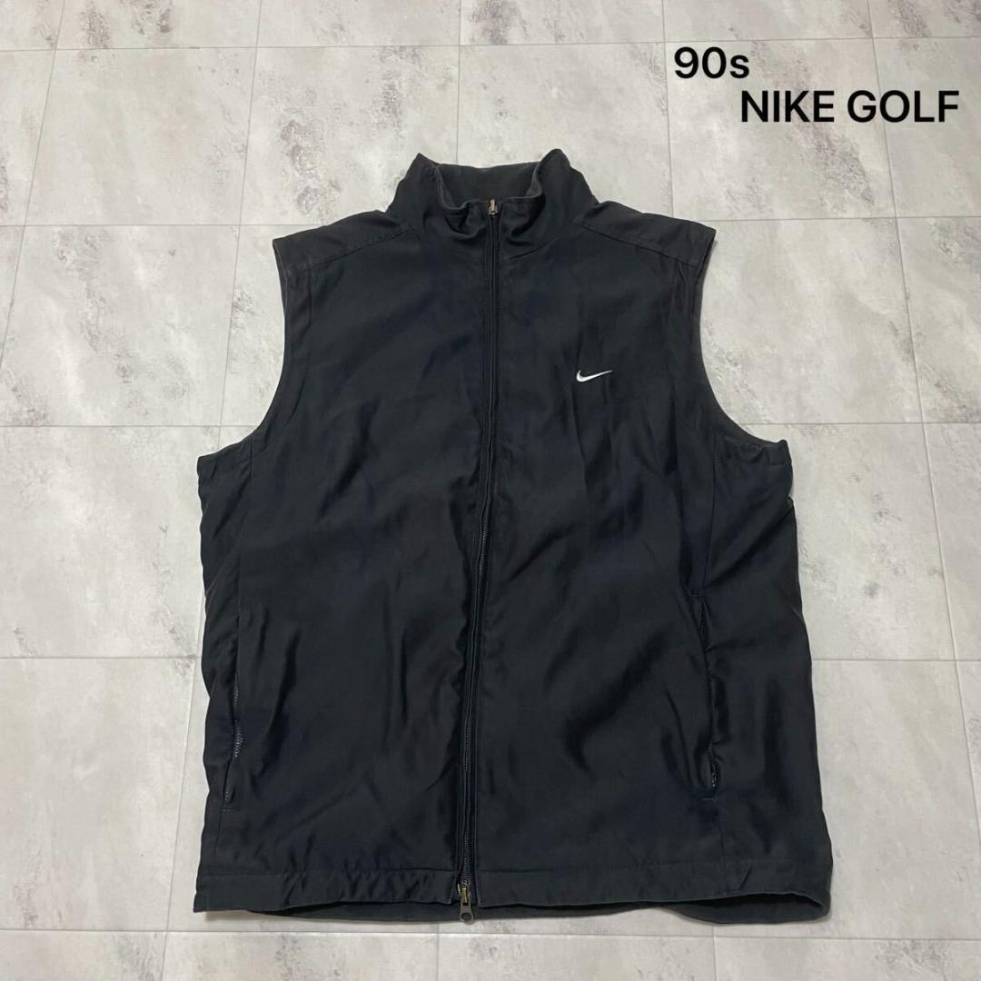 90s ナイキゴルフ リバーシブル ナイロンベスト フリースベスト 刺繍ロゴ