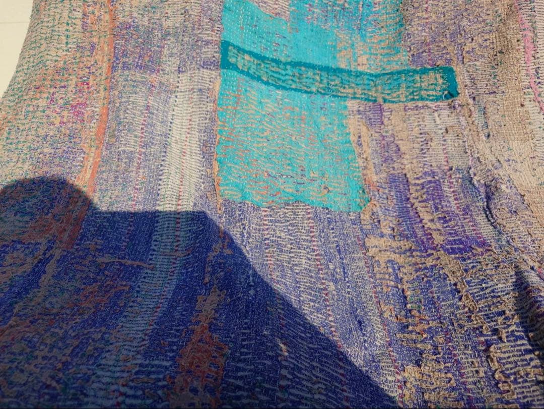 インド　ヴィンテージ　ラリーキルト カンタ　キルト　マルチカバー　ラグ