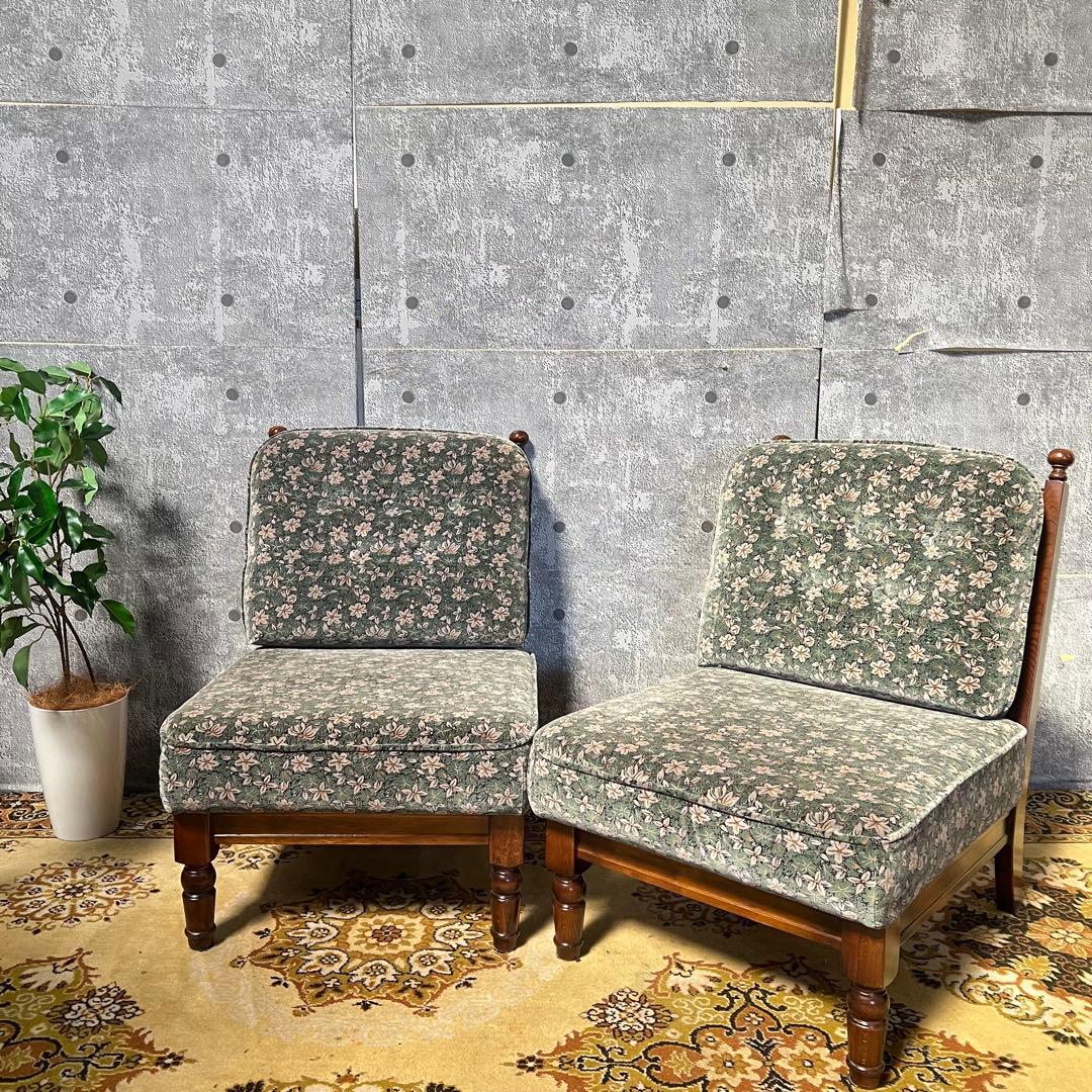 ばあちゃん꧁カリモク家具 karimoku꧂コロニアル1人掛けソファ2脚