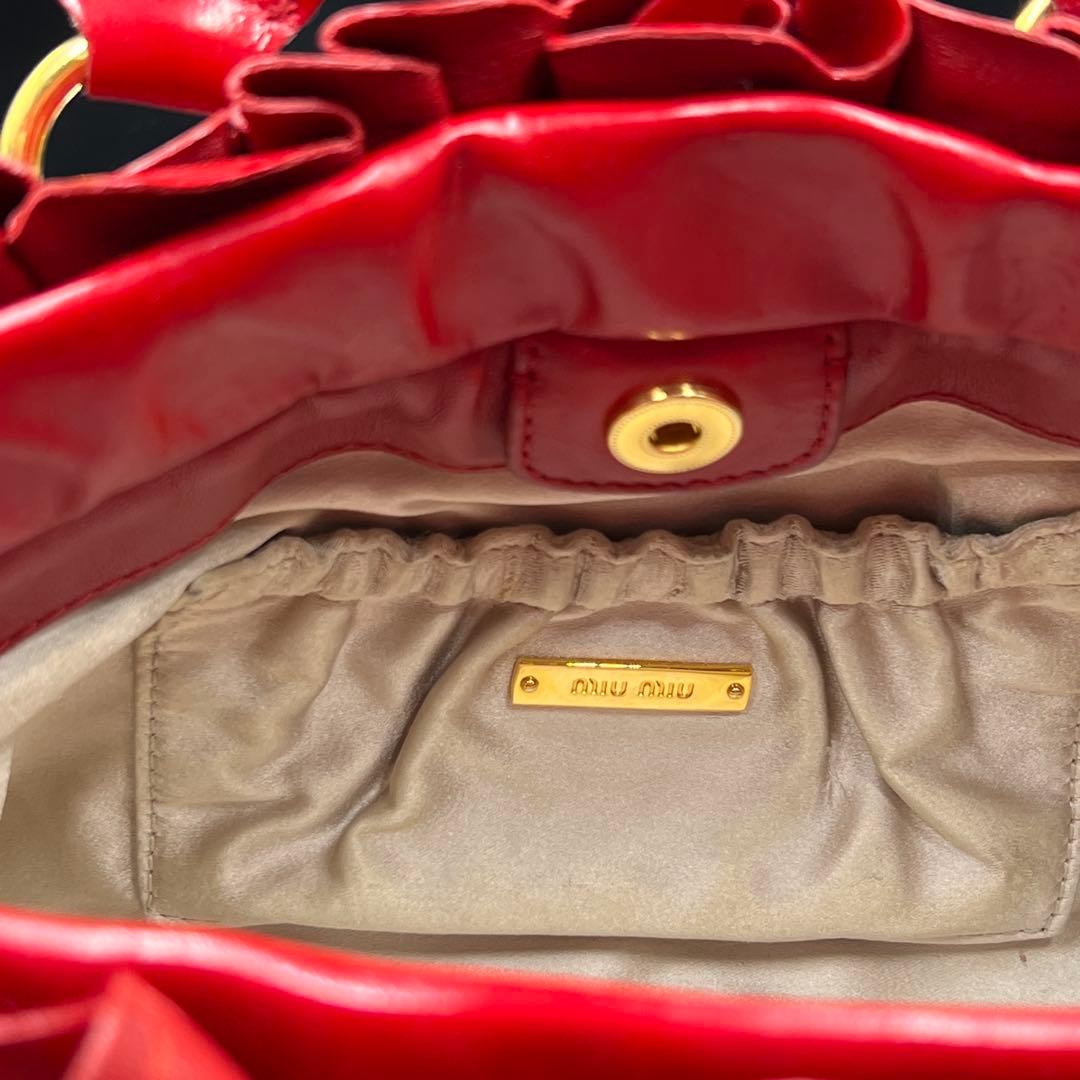 【美品】Miu Miu 2WAY Vitello Lux Y2K バッグ 赤