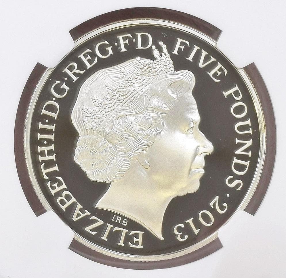 僅か7枚のPF70 2013年 イギリス クラウンジュエル 5ポンド銀貨 王冠