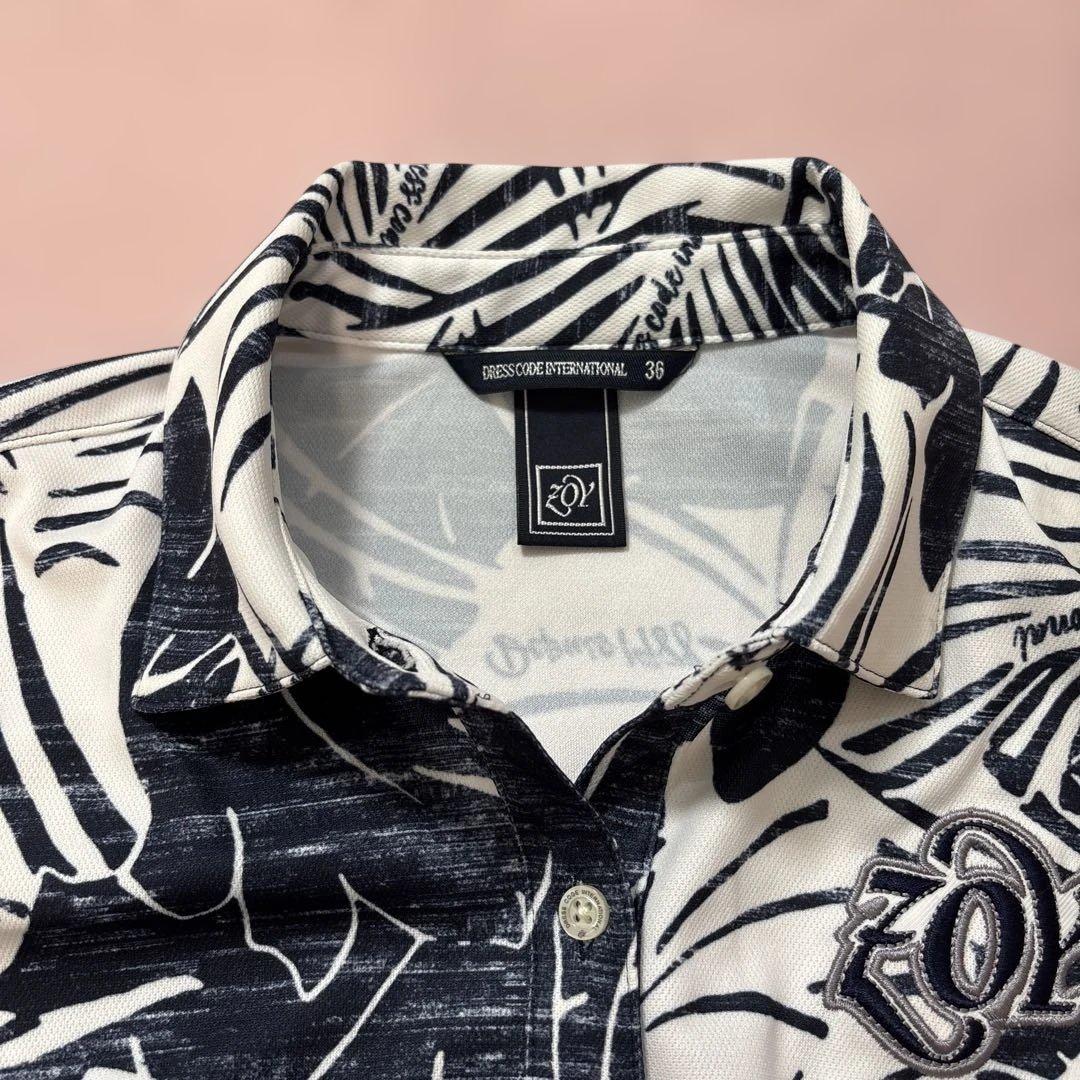 ZOYゾーイ ステンシル リーフプリントノースリーブワンピース