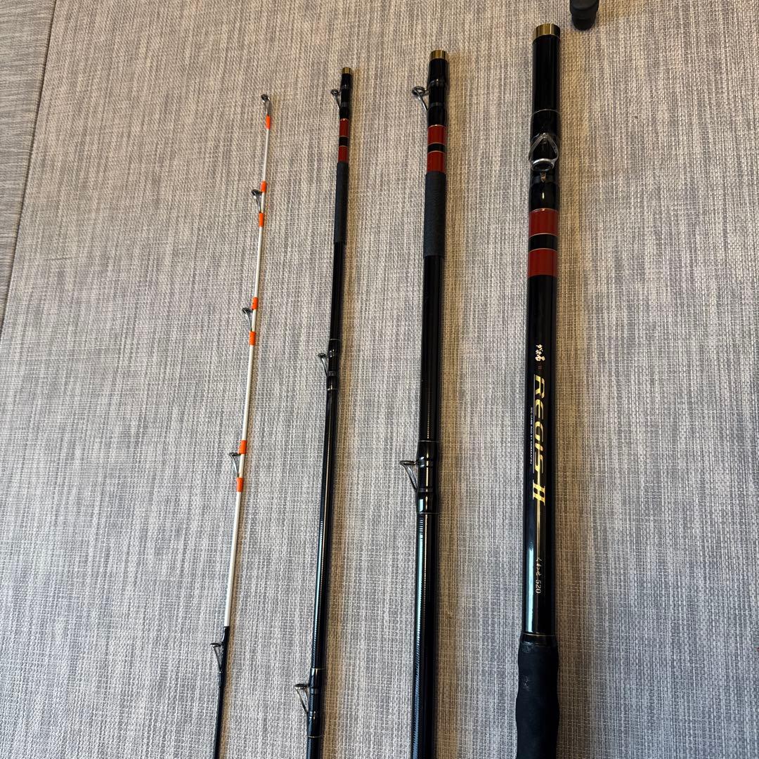 和*達様 がまかつレギスiiくわせ520 石鯛竿4ピース 石鯛用リール付き