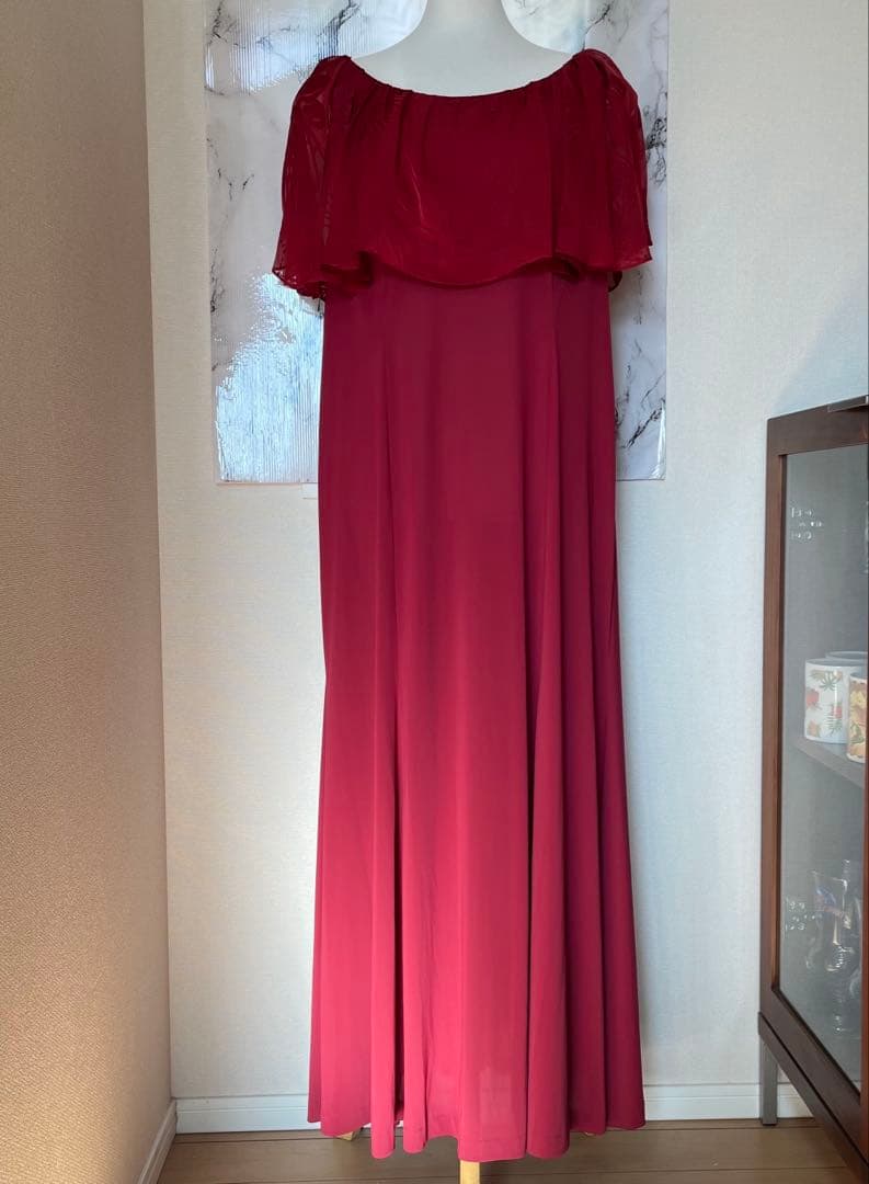 3L相当　レフア　ハワイアンドレス　ロングドレス　hula 赤　Hawaii