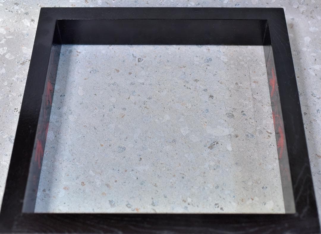 真塗蒔絵炉縁，柿合わせ炉縁2個セット　囲炉裏、共箱