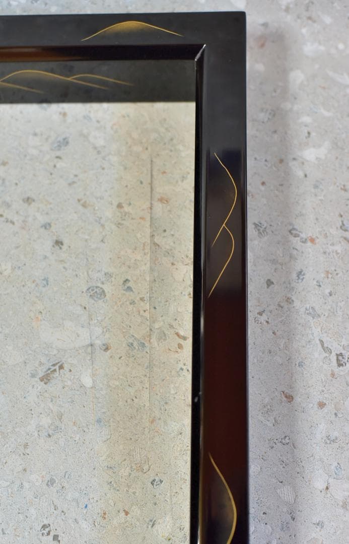 真塗蒔絵炉縁，柿合わせ炉縁2個セット　囲炉裏、共箱