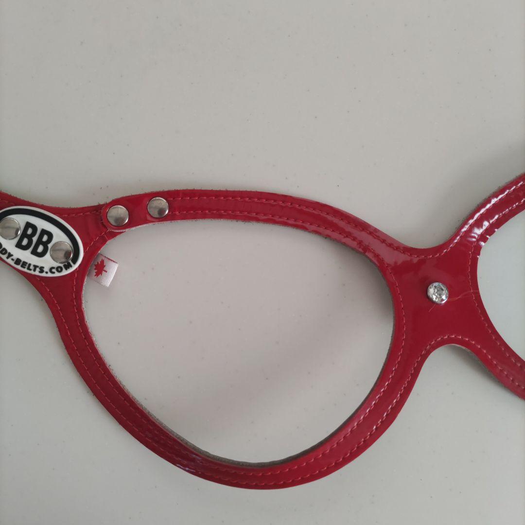 バディ－ベルト ハ－ネスBBベルト ６号エナメルレッド！ スワロフスキー付き