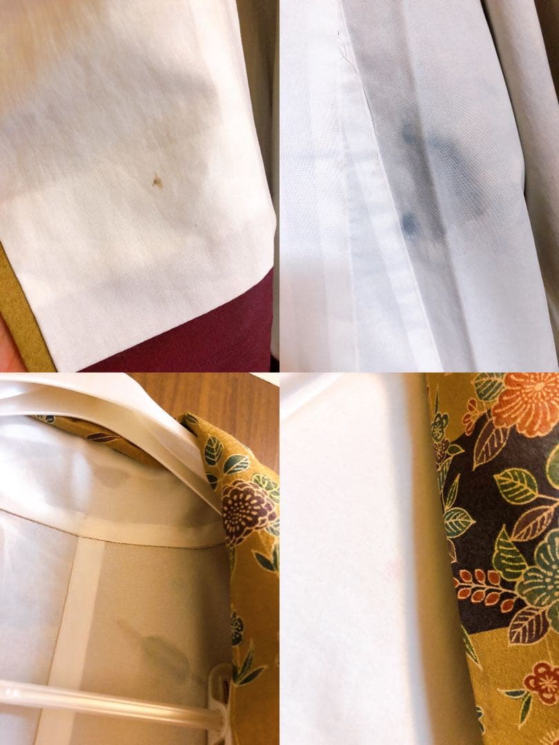 大衆演劇　役者　渋い着物　超キングサイズ正絹に見える洗える着物　雲紅型花柄帯付き