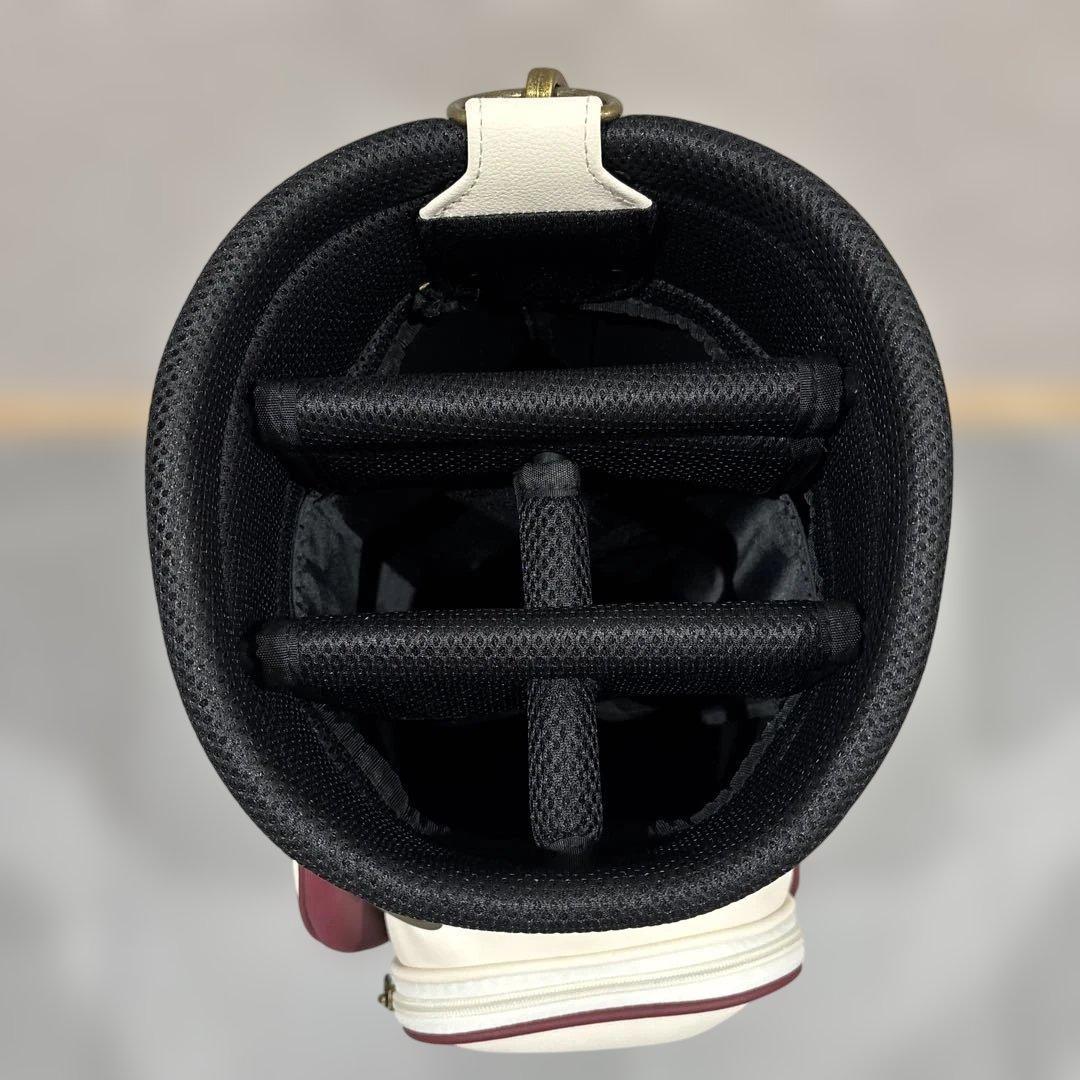 マルボンゴルフ　キャディバッグ バーガンディ/ホワイト　キャスター型