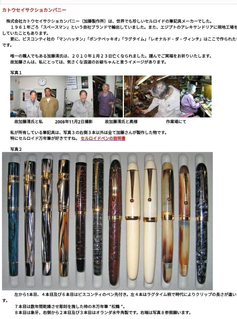 セルロイドペン スケルトン万年筆 加藤製作所 Hand Crafted 絶版