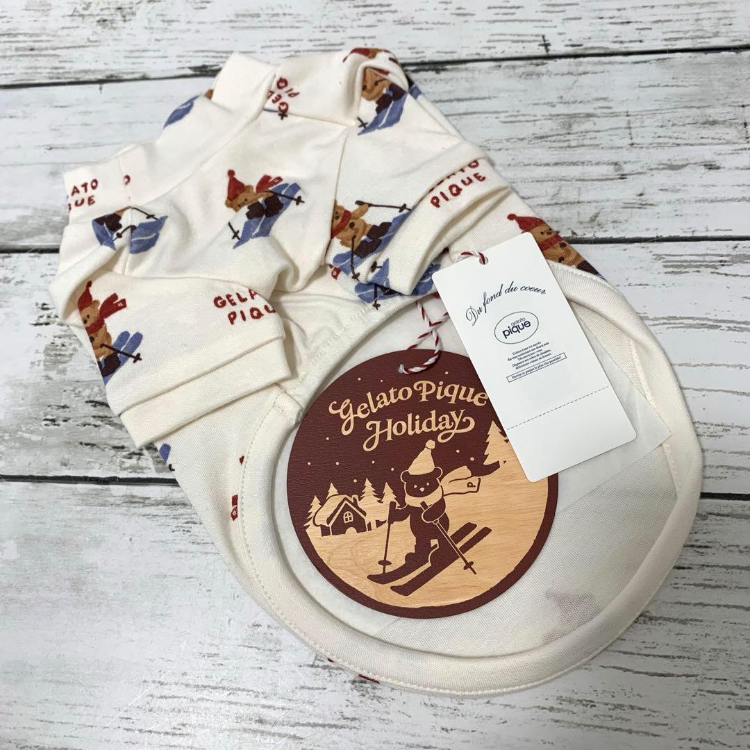 新品タグ付★ジェラートピケ 犬用服 スキーベア柄カットソー Sサイズ