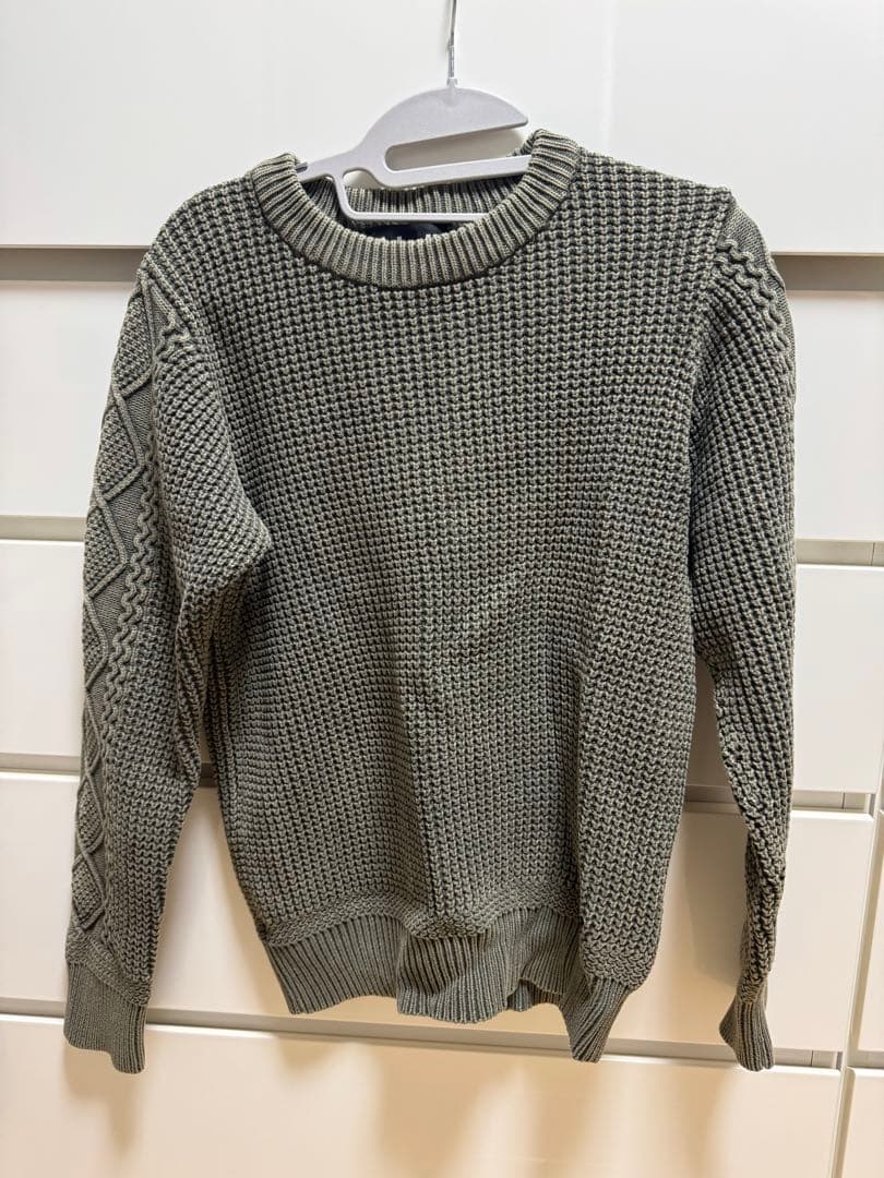 Schott ケーブルニットセーター S セージ