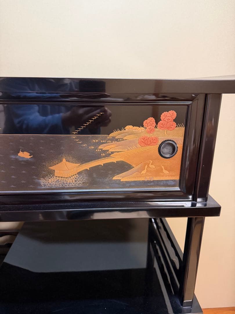 中古　超美品　輪島塗り　漆芸作家　柿木章作　飾り棚