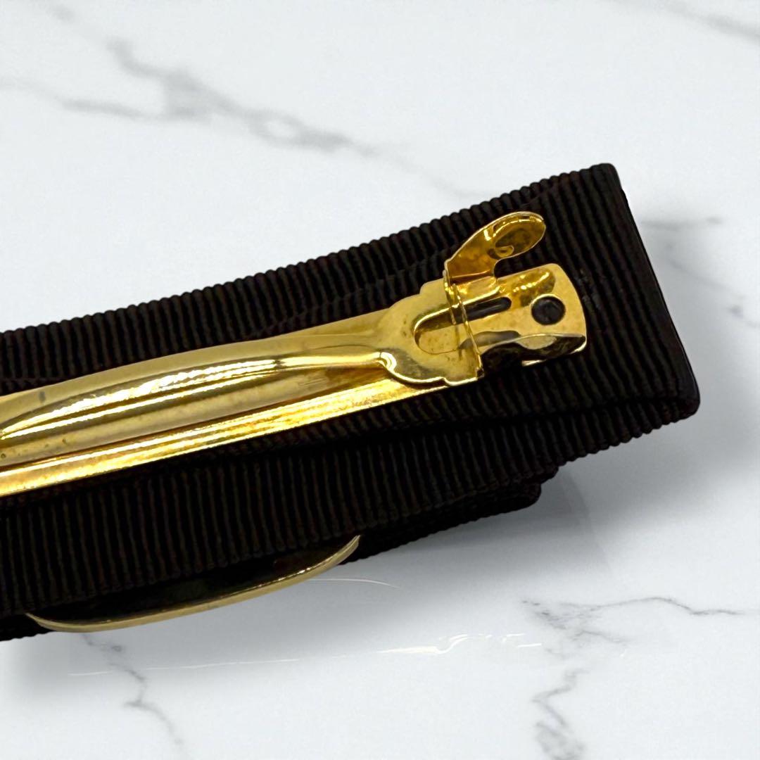 【美品】サルヴァトーレフェラガモ ヴァラリボン バレッタ　ダークブラウン