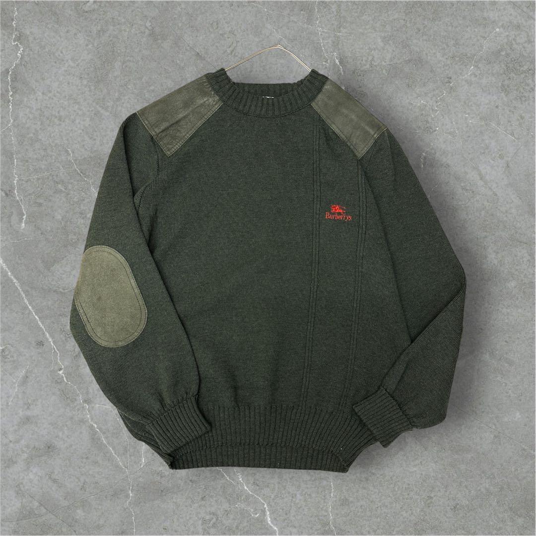 Burberrys バーバリーズ エルボーパッチ ウールニット M 英国製